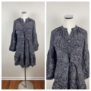 Elizabeth James The Label Black Purple Yellow Paisley Dress New Women Size XS